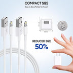 iPhone Charger [Apple MFi Certified] Apple Charger Cord 2Pcak 6FT Lightning Cable Fast Charging with Wall Charger Block Travel Plug Brick Adapter for iPhone 14/13/12/11/XS/XR/SE/7/8/8 Plus/AirPods