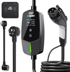 EVDANCE Level 1 & 2 EV Charger, 16A 110-240V Portable Electric Car Charger with 25ft Cable, Adjustable Current, Delayed Start, LED Screen, Universal EV Charger Compatible with All J1772 EVs