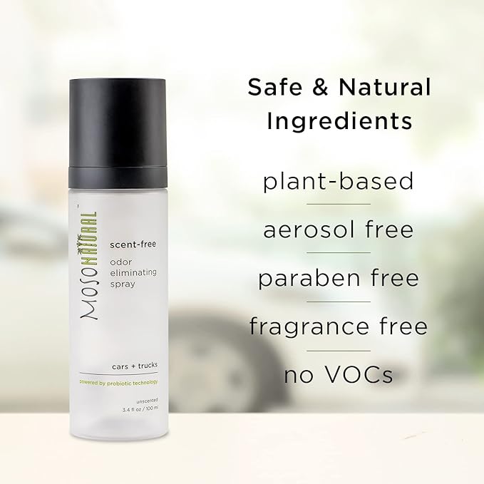Moso Natural Scent-Free Odor Elimination Clean Car Set (1) Scent-Free Car Air Freshener Spray & (1) Moso Bamboo Charcoal Air Purifying Bag