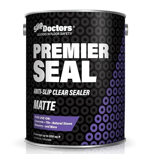Premier Seal Non-Slip Concrete & Paver Sealer – Clear Anti-Slip Sealant for Pool Decks, Driveways & Garages - Matte Finish