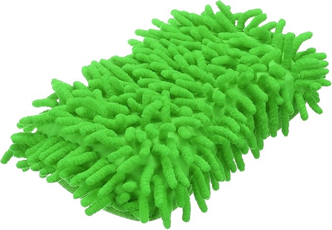 HARFINGTON Car Wash Sponge 8.7" x 4.3" Chenille Microfiber Mitt Scratch-Free Absorbent Scour Scrubber Cleaning Sponge for Washing Detailing on Cars, Trucks, SUV, Boats, RVs, Green
