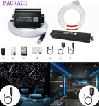 AZIMOM 16W Sound Activate Fiber Optic Starlight Headliner Kit 550pcs 0.03in 13.1ft Fiber Strands, Pure White Meteor Shooting Star Music Mode Remote APP Control Car Use Home Headliner Decor