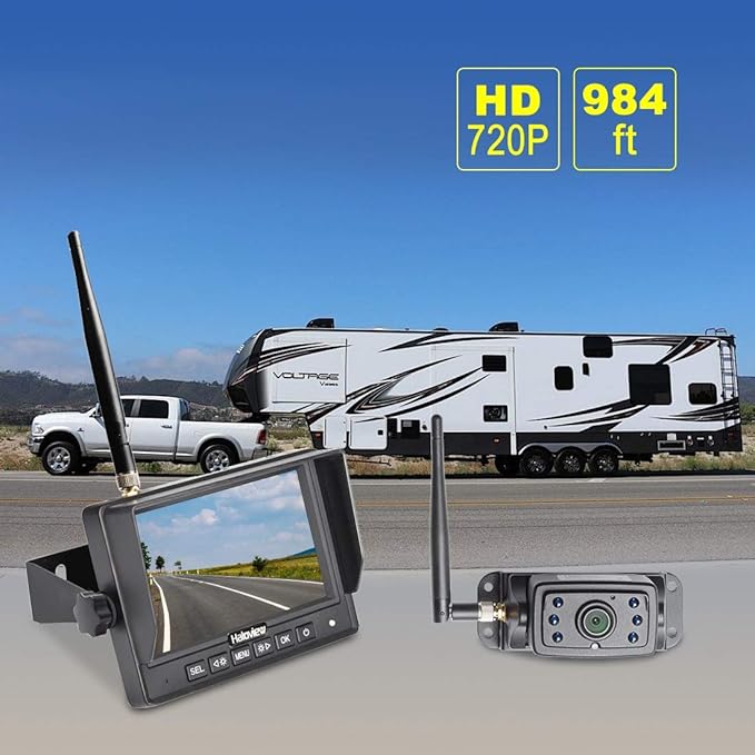 Haloview MC5111 5'' 720P HD Digital Wireless Backup Camera System 5'' LCD Rear View Monitor and IP69K Waterproof Reversing Built in DVR Kit for Trucks/Trailer/Bus/RVs/Pickups/Camper/Vans