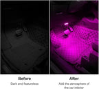 4Pcs Car LED Lights Interior Wireless, 7 Colors Interior Car Lights with 6 Bright LED Lamp Beads, Portable USB Rechargeable Car Interior Led Night Light for Car Decor