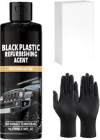 Long-Lasting Trim Restorer - 100ml Interior Polish, Car Dashboard with Applicator Sponge, Black Restorer with Protective Gloves, Detailing Supplies, Shine Coat for Interior Restoration