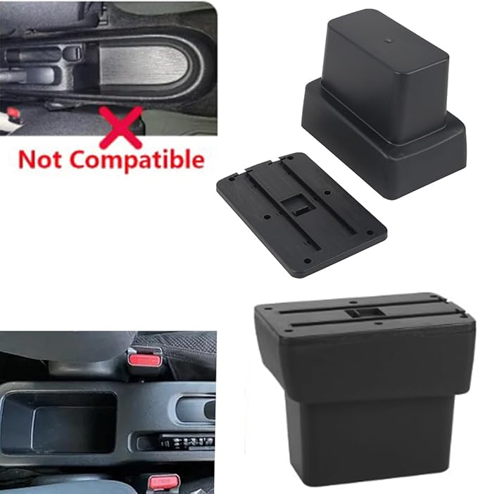 AULPHIKE Compatible with Nissan Note Armrest E-Power Car Center Console Organizer Armrests Double Layer Storage with USB Ports（Carbon Fiber Style）