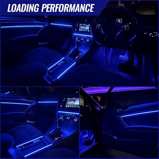 Acrylic Ambient Lighting Car Interior, 10 in 1 Dream Color Acrylic Led Strips Fiber Optic Lights Kit with APP USB Hub,Flexible Dynamic Neon Music Sync Emotion Glow Footwell Lighting for Car