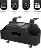 1 PC Backseat Organizer with Dual Cup Holder, Multi-function Tissue Hanging Box and 2 Hooks, Extra Rear Seat Road Trip Storage Accessories, Universal for Most Cars, Trucks, SUVs (Black)