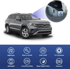 Fitcamx 4K Dash Cam Suitable for Volkswagen Atlas 2018-2026 (Model A/Slim-Tail) & Atlas Cross Sport 2020-2026, OEM Look, UHD 2160P Video, WiFi & APP, Loop Recording, Parking Sensor, Plug & Play, 64GB