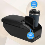 AULPHIKE Compatible with Ford Fiesta Armrest 3 MK7 2009-2017 Car Center Console Organizer Armrests Double Layer Storage with USB Ports（Black Style）