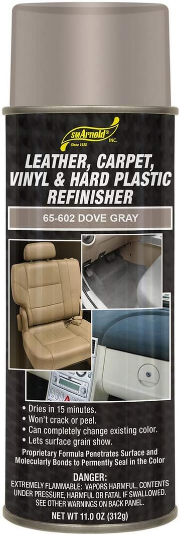 S.M. Arnold Refinishing Spray Paint - DOVE GRAY 11 Oz. - For Leather, Carpet, Vinyl, Metal, Plastic, Polycarbonate, Polypropylene, Acrylic, Lexan, Fiberglass | Pro Grade Aerosol Refinisher