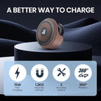 LNCOON Magnetic Car Mount Charger,3-in-1,15W Fast Charging,Strong Magnets,Car Mount Charger for Windshield/Vent/Dash, Compatible with iPhone 17-12 & Magnetic Watch/Headphones,PC&Aluminum Shell
