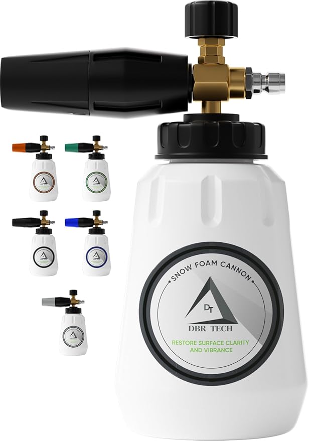 DBR Tech® Foam Cannon for Pressure Washer | Pro-Grade, 1.1mm Orifice, 1000-4000 PSI, Black