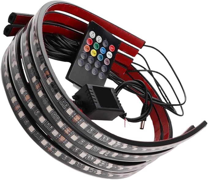 Cabilock Sound Control Car Lighting 7-Color Ambient Lighting Kit for Vehicle Decoration Waterproof LED Strip Lights for Interior and Exterior Use for Parties and Night Drives