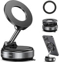TENOC Magnetic Suction Car Phone Mount, 360° Rotation Phone Holder Mount, Foldable Cellphone Holders for Car/Gym/Shower/Mirror, Black