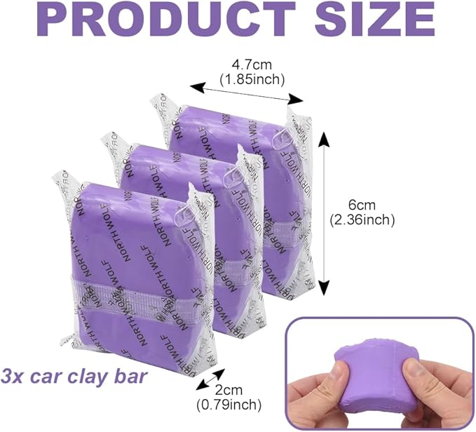 3 Pack Magic Clay Bar Kit Premium Car Clay Bars for Auto Detailing Cleaning No Scratch Cleaner, Purple
