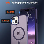 SUPFINE Magnetic for iPhone 15 Case (Compatible with MagSafe) (Military Grade Drop Protection) Slim Translucent Matte Shockproof with Anti-Fingerprint Phone Case, Dark Purple