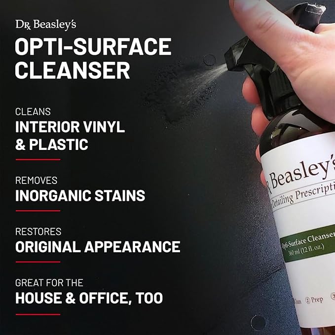Dr. Beasley's Opti-Surface Cleanser for Autos - P,owerful Inorganic Stain Remover, Specially Formulated for Vinyl & Plastic, Non-Oily Matte Finish, 1 Gal