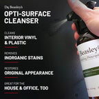 Dr. Beasley's Opti-Surface Cleanser for Autos - Powerful Inorganic Stain Remover, Specially Formulated for Vinyl & Plastic, Non-Oily Matte Finish, 32 Fl Oz