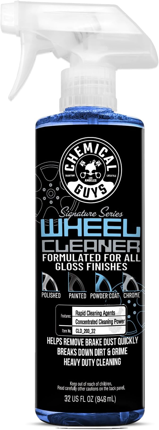 Chemical Guys Signature Series Wheel Cleaner 32 oz Natural Citrus-Based Wheel & Tire Cleaner, Safe for Painted, Powder-Coated & Polished Finishes, Removes Brake Dust & Grime