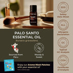 100% Pure Palo Santo Essential Oil - 0.34 Fl Oz - Palo Santo Oil for Hair, Skin, Diffuser, Aromatherapy & DIY Candle Making Scent