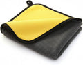 Premium Dual-Sided Microfiber Car Cleaning Towel – 15.5" x 11.8" Scratch-Free, Super Absorbent, Lint-Free Cloth for Auto Detailing, Polishing, Drying & Washing – Yellow & Gray