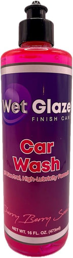 Wet Glaze Car Wash - Ph Neutral High-Lubricity Formula. Safe for all exterior surfaces, including vinyl wraps.