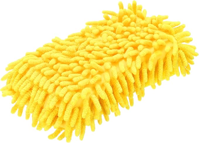 HARFINGTON Car Wash Sponge 8.7" x 4.3" Chenille Microfiber Mitt Scratch-Free Absorbent Scour Scrubber Cleaning Sponge for Washing Detailing on Cars, Trucks, SUV, Boats, RVs, Yellow