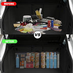 XDV Trunk Organizers, Car Organizers, Storage Solutions, and Car Storage Organizers for SUVs, Sedans, Back Seats, and Luxury Vehicles with Lid, Leather, Small, Large Car shoes box (Plain Black, M&L)