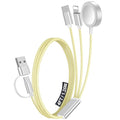 1Pack Multi Charging Cable Cord for Travel Essentials,Apple Watch Charger,iPhone Charger,[3-in-2] Type C/Lightning Cable Portable Designed for iWatch,iPhone 17-8,Galaxy S25-21,AirPods,iPad-4FT Yellow
