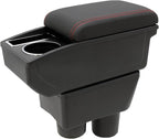 Car Armrest Box for Nissan Almera Versa 2012-2019 Auto Accessories Center Console Leather Arm Rest Double-Layer Storage Space with Cup Holder (Red Thread)