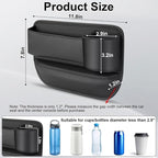 Car Seat Gap Filler Organizer with Cup Holders, Seat Gap Storage Box for Drinks, Phones, Keys, Sunglasses, Cards, and Small Essentials (Beige, Driver's + Passenger Seat)