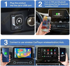 Mini Android Auto Wireless Adapter - 2 in 1 Micro Wireless CarPlay Adapter, Plug & Play for Factory Wired CarPlay, iOS 10+ & Cars 2016+