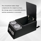 Center Console Organizer with Cup Holder & Padded Top Lid fit for Truck & Car & Van& Bench Consoles Central Armrest Box Back Seat Storage Box Black