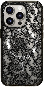 CASETiFY Impact Case for iPhone 15 Pro [8.2ft 4X Military Grade Drop Protection/Compatible with Magsafe] - Lace Pattern - Clear Black