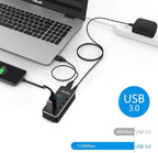 Powered USB Hub, RSHTECH 4 Port USB 3.0 Hub Splitter Portable Aluminum USB Data Hub Expander with Individual On/Off Switch and Universal 5V AC Adapter, 3.3ft USB 3.0 Cable (RSH-516)
