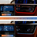 Car Inner Air Condition A/C Panel LED Lighting Ambient Light Trim Accessories For BMW 3 4 Series 3GT F30 F36 M3 M4 Center Control Two-color Atmosphere Lamp Panel Replacement Cover (Piano Black)