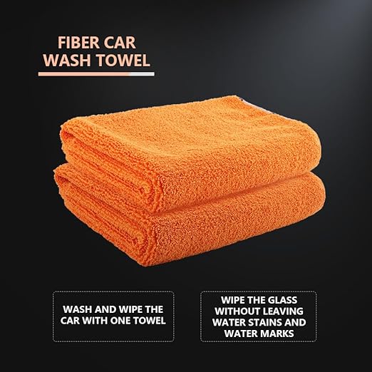 SPTA Drying Towel, Microfiber Car Drying Towel, 1 Pack Highly Absorbent, Scratch Free Large Car Wash Drying Towel for Car Washing, Drying & Auto Detailing, 23.8 x 30.9 inch, Orange-MT032