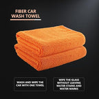 SPTA Drying Towel, Microfiber Car Drying Towel, 1 Pack Highly Absorbent, Scratch Free Large Car Wash Drying Towel for Car Washing, Drying & Auto Detailing, 23.8 x 30.9 inch, Orange-MT032
