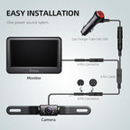 eRapta Backup Camera 4.3''HD 1080P Front Rear View Monitor kit IP69 Waterproof Night Vision DIY Grid Lines for Car Trucks RVs Tractors Bus Semi-Trailers Pickup A43