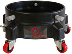 GRIT GUARD Bucket Dolly with Wheels - Rolling Detailing Wash Bucket with 5 Wheels and 2 Locking Casters Compatible with 2.5, 4, 5 and 6 Gallon Buckets (Black, 2" Red Casters)