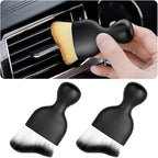 Blilo 2PCS Car Interior Detailing Brush with Dust Cover, Auto Soft Hair Cleaning Brushes, Scratch Free Curved Dirt Collectors, for Dashboard Air Conditioner Vents Leather Computer (White/Black/2PCS)