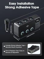 8 in 1 Cigarette Lighter Splitter, 120W Car Charger Adapter with PD 30W Type-C & QC3.0, 3-Socket Car Outlet with 5 USB Ports, LED Voltmeter, Independent Switches, 12V/24V Multi-Port Charger