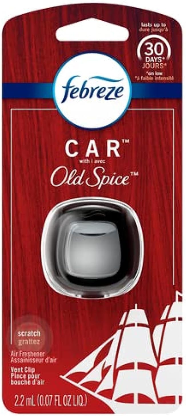 Febreze Car Odor-Eliminating Air Freshener Vent Clip, Original Old Spice Scent, 1 count