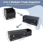 Car Trunk Organizer, Leather Trunk Organizer for SUV with Lid and Sturdy Handle Collapsible Adjustable Storage (Black, 41 x 11.4 x 12.2in)