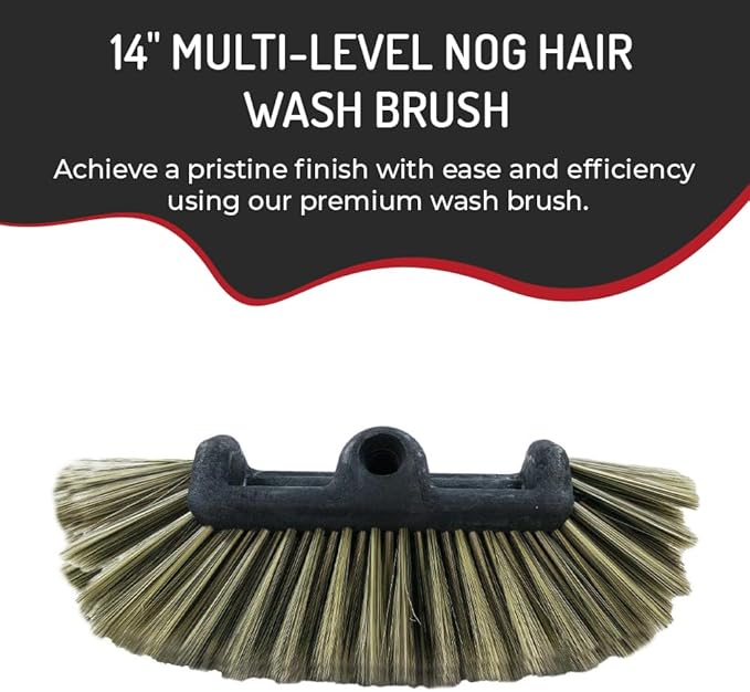 Hi-Tech NogHair Wash Brush – 14" Multi-Level Car Wash Brush TB-14X3CR – Soft Bristles for Scratch-Free Cleaning – for Cars, Trucks & SUVs – Fits Threaded Handle