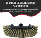 Hi-Tech NogHair Wash Brush – 14" Multi-Level Car Wash Brush TB-14X3CR – Soft Bristles for Scratch-Free Cleaning – for Cars, Trucks & SUVs – Fits Threaded Handle