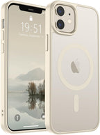 SUPFINE Magnetic for iPhone 12 Case/iPhone 12 Pro Case (Compatible with MagSafe) (Military Grade Drop Protection) Slim Translucent Matte Shockproof with Anti-Fingerprint Phone Case,Antique White