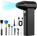 Compressed Air Duster, 180000RPM Electric Air Duster Whit LED Lighting & 9 Brush, 4 Gear Adjustable Turbo Fan, Cordless Air Blower Rechargeable, Air Duster for PC/Laptop/Keyboard/Car/Home Cleaner