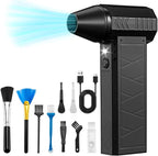 Compressed Air Duster, 180000RPM Electric Air Duster Whit LED Lighting & 9 Brush, 4 Gear Adjustable Turbo Fan, Cordless Air Blower Rechargeable, Air Duster for PC/Laptop/Keyboard/Car/Home Cleaner